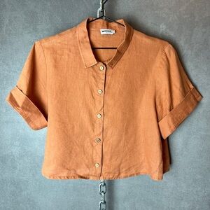Wear by I love linen ruby shirt in ochre‎ size S/M  EUC